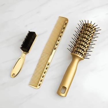 Imagem de Kit Profissional para Barbeiro Escova de Cabelo Pompadora + Pente de C
