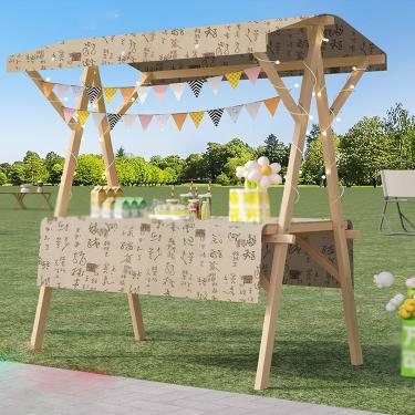 Imagem de Carrinho de mão dobrável portátil, suporte de exibição de mercado de madeira para vendedores ao ar livre, 47/59 polegadas, perfeito para mercados de fazendeiros, feiras de artesanato, barracas de