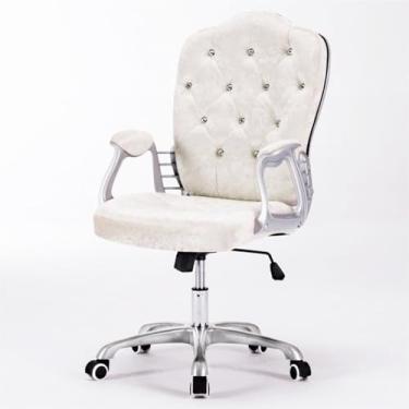 Imagem de Cadeira de mesa ergonômica, cadeira de escritório de altura ajustável com rodas, cadeira giratória com apoios de braços, ideal para escritório em casa ou penteadeira, adequada para mulheres e adultos