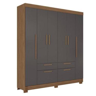 Imagem de Guarda Roupa Casal 6 Portas Guarapuava Jatobá Grafite - Santos Andirá