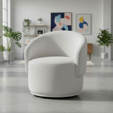 Imagem de Poltrona Decorativa Giratória Sala de Estar Recepção Suede Jasmine Branco