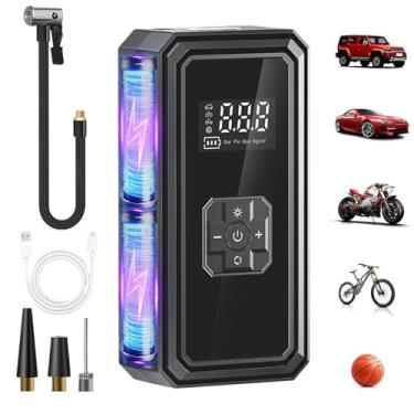 Imagem de Bomba de ar para pneu | com luzes de medidor de pressão digital - Bomba de ar portátil para pneus de carro, para bolas de bicicleta, brinquedos infláveis, SUV, Sedan, acampamento, piscina, boias ao ar