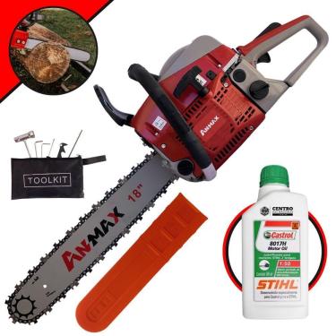 Imagem de Motosserra Anmax Cs5200b à Gasolina 2t 52cc 2,7hp Sabre 18'' Ponta Rolante Profissional + Óleo Castrol Stihl 500ml