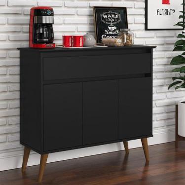 Imagem de Aparador Buffet Zeus 1 Gaveta e 3 Portas Pés Madeira Maciça - EJ Móvei