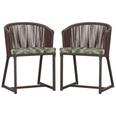 Imagem de 2 Cadeiras De Jantar Noronha Marrom Corda Náutica E5 Trama Marrom