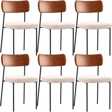 Imagem de Kit 06 Cadeiras Sala De Jantar L02 Camel Suede Bege