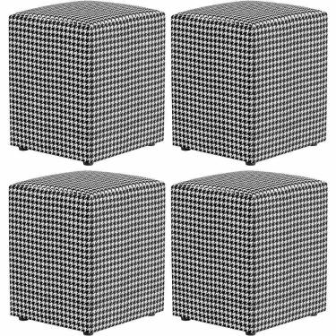 Imagem de Kit 04 Puffs Quadrado Decorativo L02 Pied Poule - Lyam Decor
