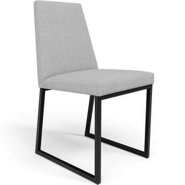 Imagem de Cadeira Sala De Jantar Base Aço Industrial Preto L02 Cinza
