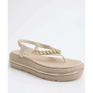 Imagem de Sandália Feminina Flatform Corrente Bebecê Bege-11050, Bege, 38