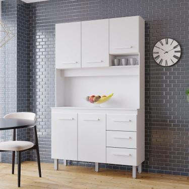 Imagem de Kit Zínia 5 Portas 3 Gavetas Cozinha Mb1 120cm Cor Branco