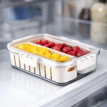 Imagem de Organizador Geladeira Hermético Tampa Com 2 Cestos Acrílico