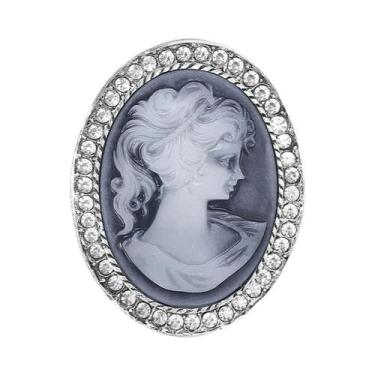 Imagem de Broche De Cabeça Feminino Com Strass E Personagem, Alfinete De Lapela 