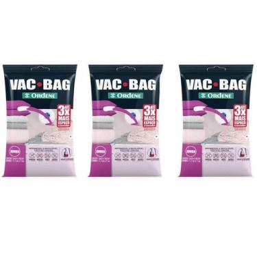 Imagem de Kit 3 Vac Bag Jumbo Ordene 110x100cm Saco a Vácuo Plástico Edredom Cas