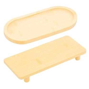 Imagem de Petisqueira Oval e Bandeja Retangular com Pé Petiscos Nature Lyor Bamb