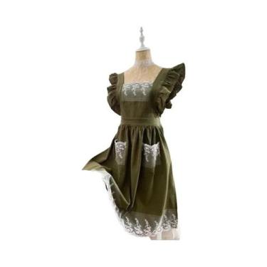 Imagem de Avental Vintage Feminino De Algodão E Linho Floral Para Cozinha, Jardi
