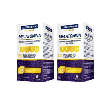 Imagem de Kit 2 Melatonina Sabor Maracujá 60 Comprimidos - Catarinense - Catarin