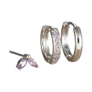 Imagem de Conjunto De Brincos De Argola Femininos Em Aço Inoxidável Com 3 Peças: