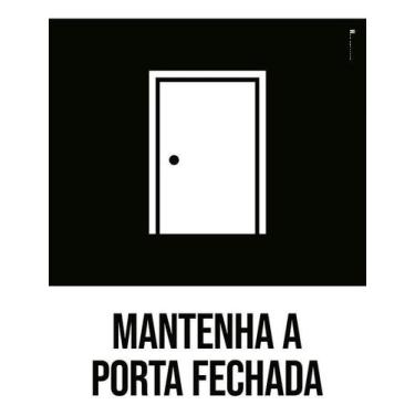 Imagem de Kit 5 Placa Acm Desenho Mantenha Porta Fechada 18X23 - Sinalizo