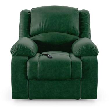 Imagem de Poltrona Do Papai Reclinável Sala De Cinema Barcelona Controle Elétrico Usb Pu Verde Musgo