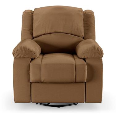 Imagem de Poltrona Do Papai Reclinável Sala De Cinema Barcelona Glider Manual Giratória Massagem Usb Pu Caramelo