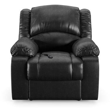 Imagem de Poltrona Do Papai Reclinável Sala De Cinema Barcelona Controle Elétrico Usb Pu Preto Brilho