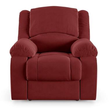 Imagem de Poltrona Do Papai Reclinável Sala De Cinema Barcelona Elétrica Touch Massagem Usb Veludo Vermelho