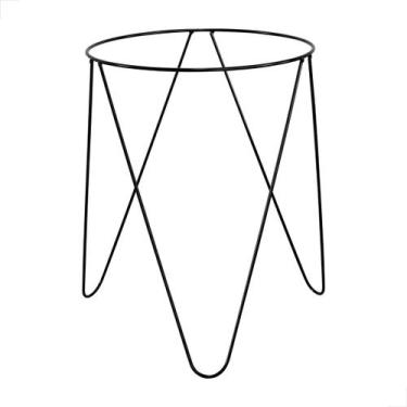 Imagem de Base Aramada Redonda em Aço Preto 46cm  Suporte para Mesa, Vaso ou Dec