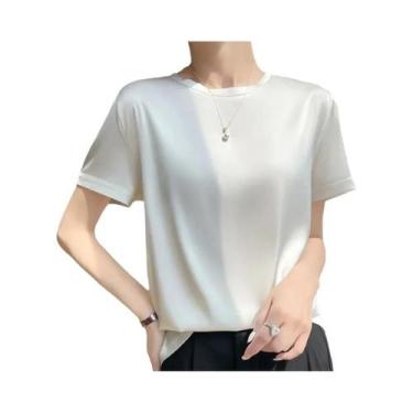 Imagem de Camisetas Femininas De Manga Curta Soltas Para Primavera E Verão Com F