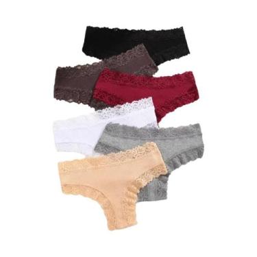 Imagem de Conjunto De Calcinhas Brasileiras De Algodão Com Renda Sexy Para Mulhe