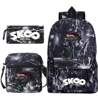 Imagem de Conjunto de mochilas Sacola escolar impressa em anime para crianças - 