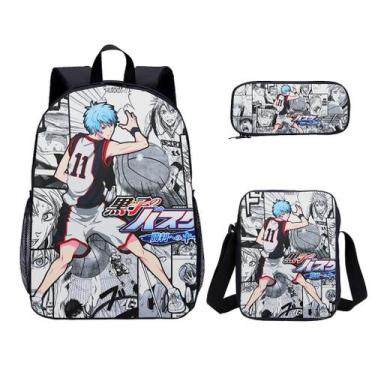 Imagem de Conjunto de mochilas Kurokos Basketball, 3 peças para mochila escolar 