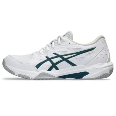 Imagem de ASICS Tênis feminino de vôlei Gel-Rocket 11, Branco/tinta azul-petróleo, 36