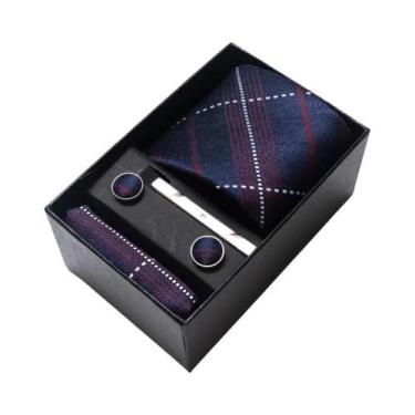 Imagem de Conjunto De Abotoaduras, Gravata E Lenço De Bolso Masculino Listrado R