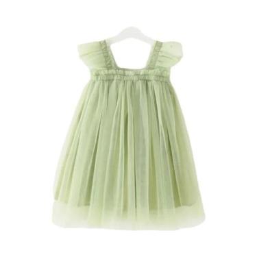 Imagem de Vestido De Verão Para Menina Sem Mangas Com Gola Quadrada Em Malha Pri