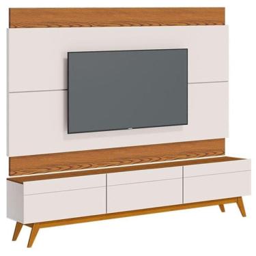 Imagem de Rack Bancada 3 Gavetas E Painel Para Tv Classic 2.2 Off White Freijó - Imcal
