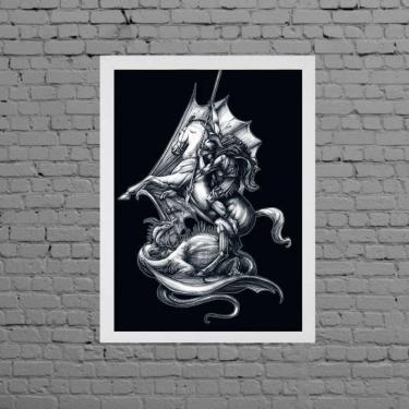 Imagem de Quadro Desenho São Jorge Preto E Branco