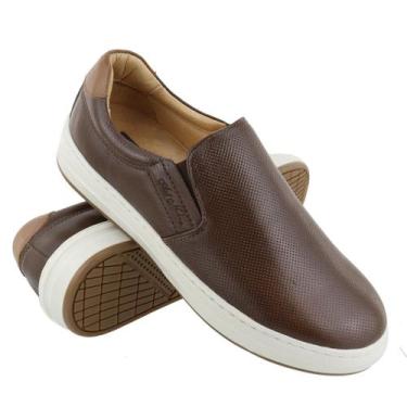 Imagem de Sapatênis Masculino Iate 100% Couro Floater Art Nobre - 3102, Café, 41