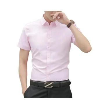 Imagem de Camisa Masculina Slim Fit De Cor Sólida Para Negócios E Casual, Sem Ne