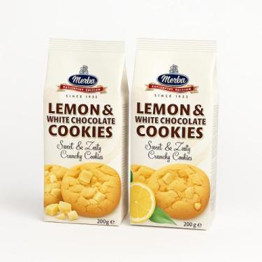 Imagem de Kit 2 Pacotes Cookie Gourmet Merba 200g  Limão com Chocolate Branco Im