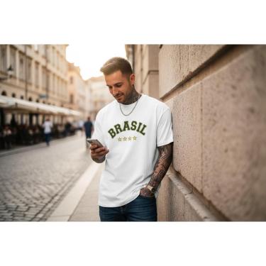 Imagem de Camiseta Masculina Estampada Brasil Jogos 2026 Manga Curta em Algodão do P ao G1-Masculino