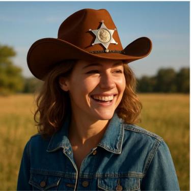 Imagem de Chapéu Xerife Marron Policial Cowboy Junino Adulto Country - sm decora