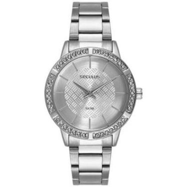 Imagem de Relógio Seculus Elegante Prata Textura Pedras 77345l0skns2 Brilho-Feminino