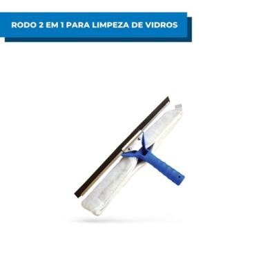 Imagem de Kit 2 em 1 Rodo para Limpeza de Vidros 35cm Sem Cabo - Bralímpia