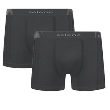Imagem de 2 Cuecas De Microfibra Boxer Box Selene Sem Costura Plus Size, Chumbo,