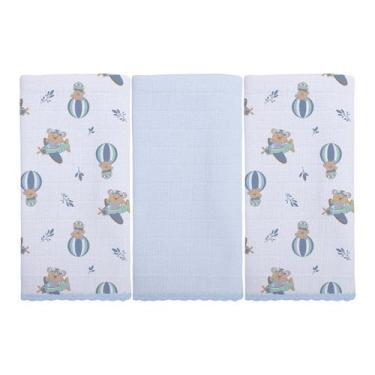 Imagem de Pano de Boca para Bebê 03 Unidades 34 cm x 40 cm Bublim, Masculino