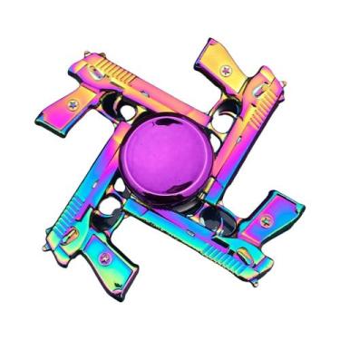 Imagem de Fidget Spinner De Metal Com Gradiente Arco-Íris, Rolamento Silencioso,