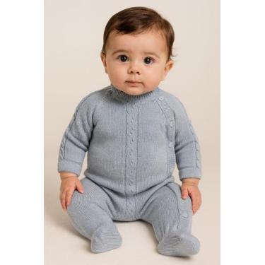 Imagem de Macacão infantil com Abertura Lateral Tricô Cinza - Estylo Baby, Cinza