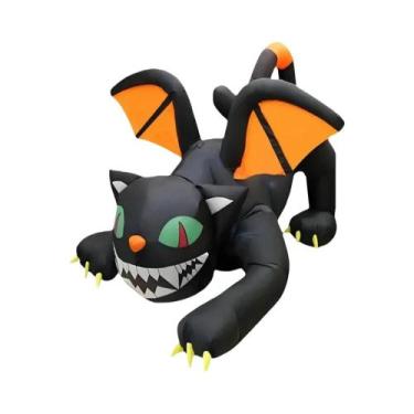 Imagem de Brinquedo Inflável De Gato Preto Fantasma Para Halloween Com Luzes LED