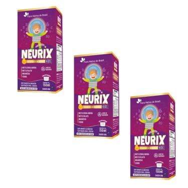 Imagem de Kit 3x Neurix Mg Ferro Metilfolato e B12 3x150ml Uva Flora-Unissex