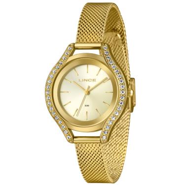 Imagem de Relógio Lince Feminino Dourado Cristais Lrgm059l36 C1kx
